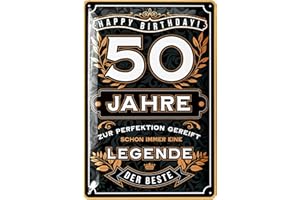 LANOLU Blaszana tabliczka 50 tabliczka urodzinowa - 50 lat legendy - perfekcja - dekoracja na 50 urodziny mężczyzny, dekoracja na 50 urodziny, zabawny szyld urodzinowy, 20 x 30 cm