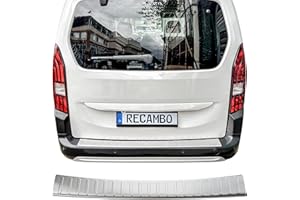 RECAMBO | Protector de Parachoques Trasero | Compatible con Citroen Berlingo 3 | Tipo K9 | a Partir de 2018 | Acero Inoxidable Mate | Protección Borde de Carga