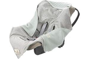 LÄSSIG Coperta a maglia per seggiolino auto Coperta per seggiolino auto 100% cotone organico GOTS menta chiaro