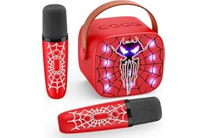 Braxel Karaoke per Bambini con 2 Microfono Wireless Karaoke, Regalo Natale Bambino 3-12 Anni Maschio Microfono Bluetooth Bambini Giochi Bambini 3-12 Anni Spider Giocattolo Bambino Canta Tu Karaoke