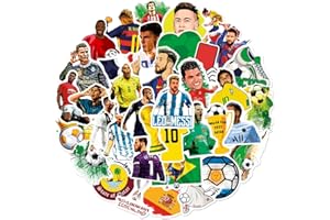 KOWASO Adesivi Stella del Calcio 50 Pezzi per Bottiglia d'Acqua Simpatici Regali Pallacanestro Adesivi Sportivi per Bambini Adolescenti Adulti