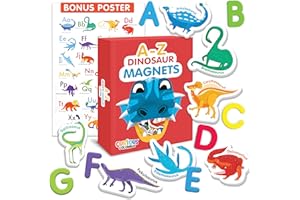 Curious Columbus - Dinosaur Magnets - 52 Foam Fridge Magnets For Toddlers with Magnetic Alphabet Letters For Toddler Learning - ABC Learning For Toddlers on the Refrigerator
