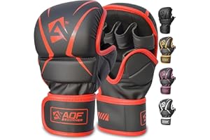 AQF Guantillas MMA, Diseño Palma Abierta Guantes Boxeo, Soporte Mejorado Muñeca, Acolchado Amortiguador, Ligeros Guantes MMA, Guantes Muay Thai para Entrenamiento, Kickboxing Y Karate