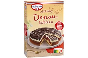 ‎DR. OETKER Dr. Oetker Donau-Wellen, 480 g, Backmischung für Rührteig mit Kirschen, Creme & Glasur, cremig-fruchtiger Kuchen, einfache Zubereitung & gelingsicheres Backen