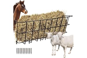 MASXIRCH Comedero de Heno para Caballos, Comedero de Heno para Ganado con Gran Capacidad de 48 Galones, Estante de Heno Montado en la Pared para Caballos, Ovejas, Cabras, Uso en Interiores y Exteriores