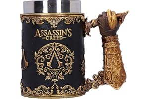 Nemesis Now Chope Assassin's Creed Through the Ages de 15,5 cm, en résine, noir/or, produit officiel Assassin's Creed, tasse à bière Assassin's Creed, moulée dans la meilleure résine, peinte à la main