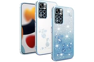 XINYEXIN Funda Glitter para Xiaomi Redmi Note 11 Pro Plus 5G (11 Pro+ 5G), Carcasa Teléfono Antigolpes Transparente Bling Sparkle, Ultra Delgado Cute Brillante para Niñas y Mujeres - Azul