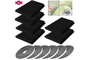 Bigxin 6pcs Mosquiteras para Ventanas,Tela Mosquitera Mosquitera Ventana Rede Mosquiteira Tela Mosquitera por Metros Malla Mosquitera Mosquitera Autoadhesiva Ajustable 1.5m*1.3m (Negro)