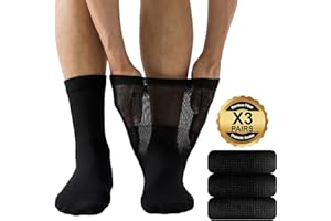 Niorasen Mens Extra Wide Loose Diabetic Socks,3 Pairs Mens Bamboo Socks for Swollen Feet & Legs, Elastic Soft Top Socks Breathable Seamless Socks