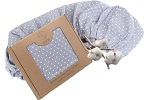 Bisoo Sabanas Cuna 50 x 90/55 x 90 - Sabana Bajera Ajustable 100% Muselina Algodon de 3 Capas Crepe - Compatible Minicunas - 1 Sabana Estampado Baby Blue 90x55 / 90x50 cm