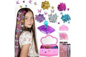 AOSITE Hair Gem Stamper Girl Gifts, Hair Braiding Kits for DIY Girls Toys, Glitter Gems Machine Reusable Hair Bedazzler Bling Bling Jewels Kids Hair Accessories for Age 6-12 Girl Birthday Presents