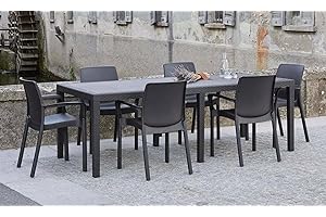 Dmora Mesa de Exterior Rectangular Extensible, Made in Italy, Color Antracita, Medidas 150 x 72 x 90 cm (Extensible hasta 220 cm)