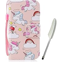 Huawei P10 Hülle, Edaroo Nettes Baby Einhorn Muster Ultra Slim PU Leder Brieftasche mit Kreditkarte Tasche Magnetisch…
