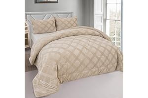 BESCH Edredón Invierno Borreguillo Nórdico 180x240cm para Cama 90/105 con 1 Funda Almohada - Edredón Borrego Sherpa Extra Suave, Cálido, Gruesa - Cuadrado Beig