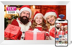 KEDEEK Frameo 15.6 inch Frameo Digital Photo Frame WiFi - 1920x1080 FHD IPS Screen Touchscreen, Built-in 32GB Storgae, Auto Rotate, Electronic Photo Frame via App to Share Photos & Videos Anywhere