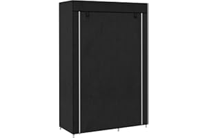 HOMCOM Armario de Tela, Armario Portátil, con Barra para Colgar, 6 Estantes, Marco de Acero, para Dormitorio, Vestidor, 103x43x162,5 cm, Negro
