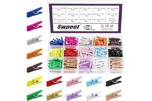 Swpeet 150 st 15 färger 2,5 cm naturliga minipinnar i trä med starka fjädrar rostbeständiga klädnypor kit för klassrum, foton