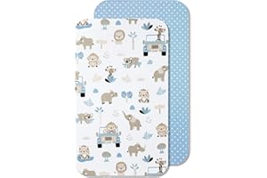 LOVELY HIPPO Sábanas Minicuna 100% Algodón – Compatible con Next to Me Kinderkraft - Marca Francesa - Fabricado en Europa (80 x 160 cm, Safari Azul)