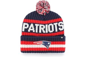'47 NFL New England Patriots Bering Bobble Winter Hat, Team Logo, Color Azul Marino Claro, azul marino., Talla única