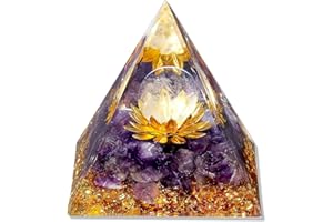 XIANNVXI 2.4" Amethyst Crystal Gemstone Tower,Healing Crystal Gifts for Women Unusual Spiritual Gifts for Women,Amethyst Lotus Flower Orgonite Tower Witchy Witchcraft Supplies