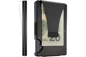 The Ridge Wallet for Men, Slim Wallet for Men - Thin as a Rail, Minimalist Aesthetics, Holds up to 12 Cards, RFID Safe, Titanium Wallet with Money Clip (Mountain Ridge, Black)