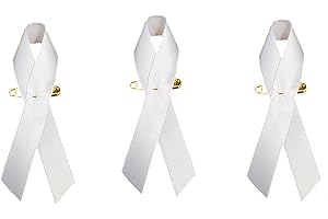 STRASS & PAILLETTES Lot de 3 Pin's Broche Ruban Blanc en Tissu sur Une épingle. Rubans Contre la Violence Faites aux Femmes