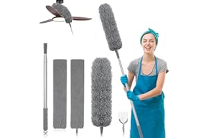 Zikenis 6 Pezzi Spolverino per Polvere,Allungabile 245cm,Togli Ragnatele,Spolverino Microfibra Lavabile,Adatto per angoli,ragnatele,Ventilatori,soffitti