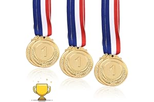 VEGCOO 6 Pièces Médailles, Gold Silver Bronze Médailles 5.2cm for Kids/Teenagers, Marathon Médailles Soccer Kids for Sports/Kindergarten/Competitions/Prizes