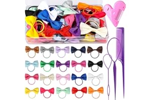 Hair Ties, HNYYZL 40 Pieces Baby Hair Ties with with 4 Styling Tools,- 2 Inch Elastic Ponytail Holders Small Hair Ties For Baby Girls Infants Hair Accessories Gifts