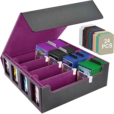 TTLIFE Boite Rangement Carte,4 Rangées Magnétiques Boîte à Cartes Peut
