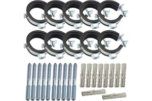 MegaHaustechnik 10er Set Qualitäts Rohrschelle 26-30mm (3/4 Zoll) + 10x Dübel + 10x Stockschraube