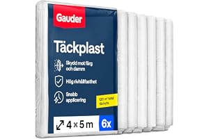 GAUDER Skyddsplast täckplast för målning (6 ark, 4x5m, 120 m²)