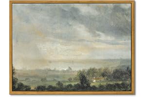 InSimSea Gerahmte Leinwand, Wandkunst, Vintage-Dekor, Raumdekoration, klassisches Ölgemälde, Leinwanddrucke, Blick aus dem Elbtal mit hohem bewölktem Himmel, Vintage-Wandkunst, Heimdekoration, 30,5 x