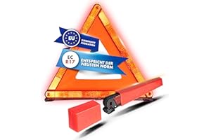 ‎WALSER Walser Pannendreieck, faltbares Warndreieck + Aufbewahrungsbox, Notfall-Dreieck ECE R27 Zertifiziert, Unfallsicherung, Gefahrenstellen-Kennzeichnung rot