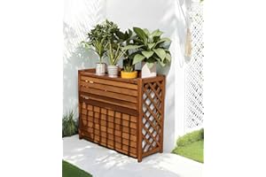 HRXQ Cache Climatiseur Extérieur en Bois Massif, Facile À Installer Et Imperméable, Idéal pour Jardin Et Balcon, Protège Efficacement Le Climatiseur du Soleil(S)