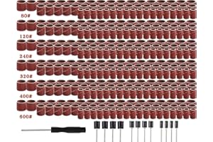 LIAMASUM Drum Sander Set, 337 Pieces Sanding Drums kit with 1/8 Shank Mandrel for Dremel Rotary Tools 80/120/240/320/400/600 Grit