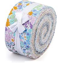 Ftyiwu 45 rotoli di tessuto gelatina, strisce di tessuto per trapuntatura, patchwork, cotone a trama semplice (serie di colori chiari