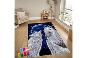 YOSETOMHLVEY Knüpfteppich Zum Selber Knüpfen-Sets Groß Latch Hook Rug, Handarbeit Selbst Knüpfen Set, Vorgedrucktes Muster Leinwand Teppich Stickerei Handwerk Für Erwachsene Handarbeiten Diy Teppich 38 x 52 cm