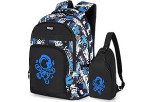 FRONET Cartable Garcon Primaire Élémentaire, Sac à Dos Garçons College Scolaire Enfant Ado 8 9 10 11 12 13 14 15 Ans, Sets de Sacs pour Fille d'école Voyage Loisir Travail Affaire School Boys Backpack Bags