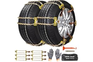 Oziral Schneeketten 6 Stück reifen ketten verstellbare Ketten robuste Schneeketten mit Kunststoff-Schneeschaufel und Handschuhen langlebige Reifen-Schneeketten für Autos LKWs SUVs Breite 165–265 mm