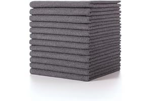 Lumimi Cleaning Cloth 12 Piece Microfiber Ultrafine Very Thick Wiping Drying Well Durable Reusable Size 15" x 15" Dark Grey, Pack of 12