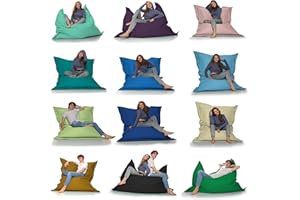 HomeIdeal - Sitzsack 2-in-1 Funktionen Riesensitzsack für Erwachsene & Kinder - Gaming & Entspannen - Indoor & Outdoor da er Wasserfest ist - mit EPS Perlen, Farbe:Dunkelgrün, Größe:100x145 cm