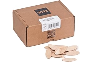 Tacos planos de WFix tamaño 20, 250 unidades, de haya maciza en cartón robusto, compatibles con la fresadora de tacos y laminillas, tacos de madera como Lamello