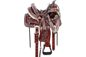 SHOWMEN CRAFT Barrel Racer Show Trail Riding Tooled Leder Westernsattel Tack Pferd und Pony Größe 25,4 bis 45,7 cm Sitz