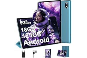 DMOAO Tablet 10 Pulgadas Android 14 con 5G Wi-Fi 6, HD Tablet con 18GB RAM + 128GB ROM (TF 1TB), Widevine L1, 8 Cores 2.0 GHz, Bluetooth 5.0, 1280 * 800 IPS, USB-C, 6000 mAh, Azul
