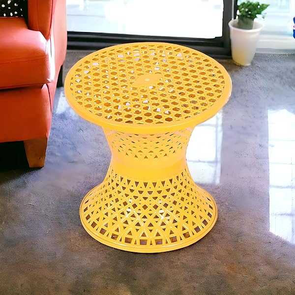 Heart Home Seating Stool | Plastic Mesh Damroo Stool | Both Sided