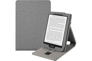 Vakarey Funda para Kobo Clara Colour/Clara BW/Clara 2E Capa,Sleep Cover para Tolino Shine Color/Shine 4/Shine 5 Funda 2024 con Correa Mano,Gris