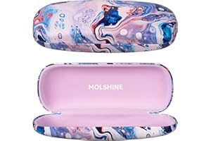 molshine Custodia Rigida per Occhiali in Pelle PU,Custodia Portatile per Occhiali da Viaggio per Lavoro da Studio da Viaggio per Uomo Donna Ragazza