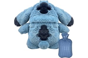 PIIMNT Bouillotte Stitch, 30CM Lilo et Stitch Bouillotte Enfant, Peluche Stitch Bouillotte Bebe, Bleu Lilo et Stitch Bouillotte Peluche Jouet Idéal Cadeau pour Noël et Les Anniversaires pour Enfant