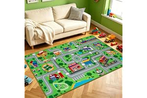 Capslpad bilmatta för barn 80 x 150 cm stad stad bil vägar barn lekmatta halkfri interaktiv lekrum bil lekmatta för leksaksbi